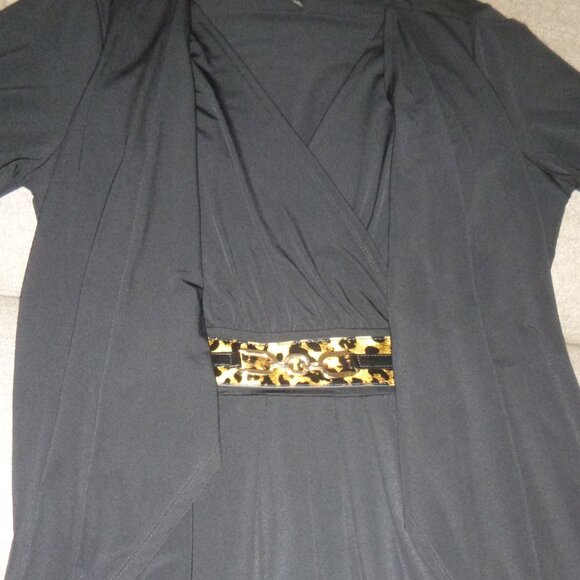 Style & Co- Women's Black pull-over top with leopard print faux belt - Picture 3 of 6